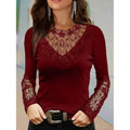 Women's T-Shirt Floral Lace Patchwork Long Sleeve by DailySale