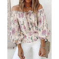 Women's T-Shirt Floral Print Off Shoulder Top Puff Sleeves by DailySale
