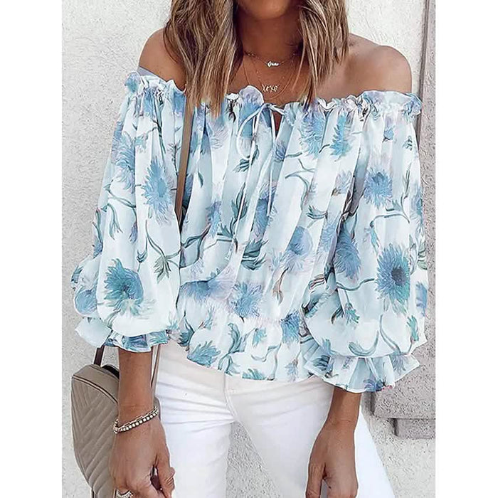 Women's T-Shirt Floral Print Off Shoulder Top Puff Sleeves by DailySale