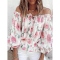 Women's T-Shirt Floral Print Off Shoulder Top Puff Sleeves by DailySale