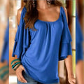 Women's T-Shirt Plain Ruffle Cold Shoulder Short Sleeve by DailySale