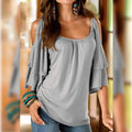 Women's T-Shirt Plain Ruffle Cold Shoulder Short Sleeve by DailySale