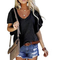 Women's T-Shirt Solid V-Neck Basic Casual Top by DailySale