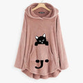 Women's Teddy Coat Cat Animal Front Pocket Hoodies by DailySale