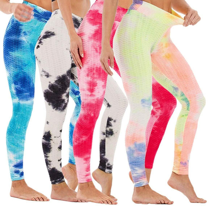 Women's Tie Dye High Waist Tummy Control Butt Lift Yoga Pants Workout Leggings by DailySale