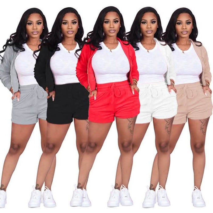 Women's Tracksuits Casual Sportswear Neon Two-Piece Short Sets by DailySale