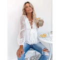 Women's Tunic Blouse Eyelet Top V Neck Tops by DailySale