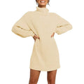 Women's Turtleneck Long Lantern Sleeve Casual Loose Oversized Sweater Dress by DailySale