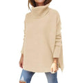 Women's Turtleneck Oversized Sweaters Long Batwing Sleeve Spilt Hem Tunic by DailySale
