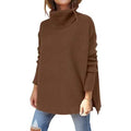 Women's Turtleneck Oversized Sweaters Long Batwing Sleeve Spilt Hem Tunic by DailySale