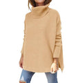 Women's Turtleneck Oversized Sweaters Long Batwing Sleeve Spilt Hem Tunic by DailySale