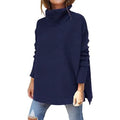 Women's Turtleneck Oversized Sweaters Long Batwing Sleeve Spilt Hem Tunic by DailySale