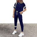 Women's Two Piece Outfits Casual Tracksuits Short Sleeve Sweatsuits with Pockets by DailySale