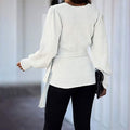 Women’s V Neck Balloon Sleeve Ribbed Wrap Chunky Knit Tunic Top by DailySale