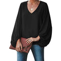 Womens V Neck Chiffon Blouses Casual Balloon Sleeve Floral Print Shirts Tops by DailySale