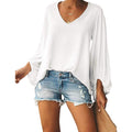 Womens V Neck Chiffon Blouses Casual Balloon Sleeve Floral Print Shirts Tops by DailySale