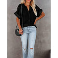 Women's V-Neck Loose Shirt Short Sleeve Top by DailySale