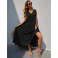 Women's V-neck Ruffle Hem Solid Dress by DailySale