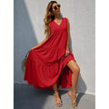 Women's V-neck Ruffle Hem Solid Dress by DailySale