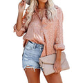 Women's V Neck Satin Embossed Roll Up Cuff Button Shirt Top by DailySale