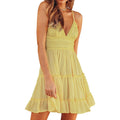 Womens V-Neck Spaghetti Strap Bowknot Backless Sleeveless Lace Mini Swing Skater Dress by DailySale