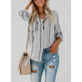 Women's V-Neck Striped Roll-Up Cuff Shirt by DailySale