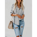 Women's V-Neck Striped Roll-Up Cuff Shirt by DailySale