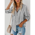 Women's V-Neck Striped Roll-Up Cuff Shirt by DailySale