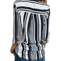 Womens V Neck Striped Roll up Sleeve Button Down Blouses Top by DailySale