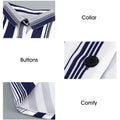 Womens V Neck Striped Roll up Sleeve Button Down Blouses Top by DailySale