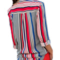 Womens V Neck Striped Roll up Sleeve Button Down Blouses Top by DailySale