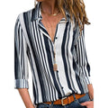 Womens V Neck Striped Roll up Sleeve Button Down Blouses Top by DailySale