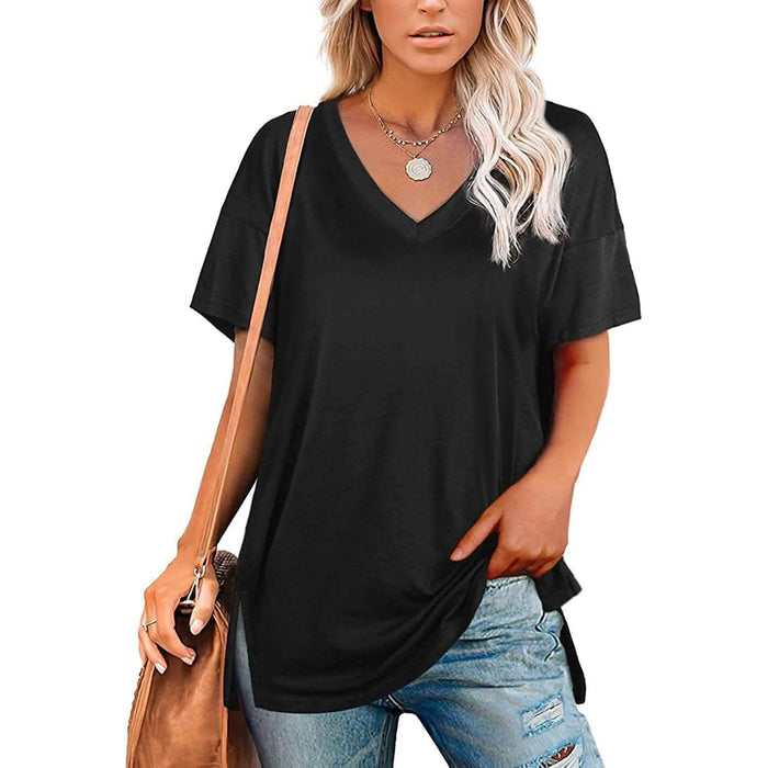 Women's V Neck T Shirts Basic Short Sleeve Tees Tops by DailySale