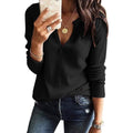 Women's V Neck Waffle Knit Henley Tops by DailySale