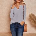 Women's V Neck Waffle Knit Henley Tops by DailySale