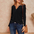 Women's V Neck Waffle Knit Henley Tops by DailySale