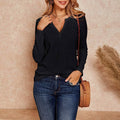 Women's V Neck Waffle Knit Henley Tops by DailySale