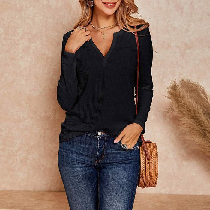 Women's V Neck Waffle Knit Henley Tops by DailySale