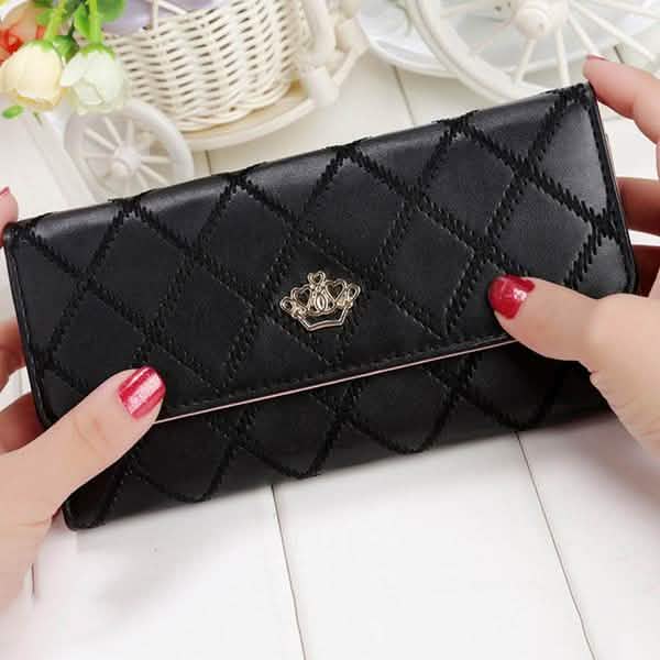 Womens Wallets Purses Plaid PU Leather Long Wallet Hasp Phone Bag by DailySale