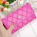 Womens Wallets Purses Plaid PU Leather Long Wallet Hasp Phone Bag by DailySale