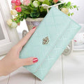 Womens Wallets Purses Plaid PU Leather Long Wallet Hasp Phone Bag by DailySale