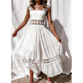 Women's White Sleeveless Solid Lace Panel Dress by DailySale