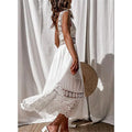 Women's White Sleeveless Solid Lace Panel Dress by DailySale
