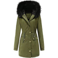 Women's Winter Coat Warm Thick Black Fleece Lined Wide Furry Hood Parka by DailySale