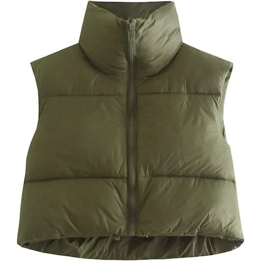 Women's Winter Crop Vest Lightweight Sleeveless Warm Outerwear Puffer Vest Padded Gilet by DailySale