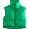 Women's Winter Crop Vest Lightweight Sleeveless Warm Outerwear Puffer Vest Padded Gilet by DailySale