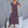 Women's Wrap V Neck Maxi Dresses Short Sleeve Split Casual Long Dress by DailySale
