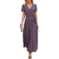 Women's Wrap V Neck Maxi Dresses Short Sleeve Split Casual Long Dress by DailySale