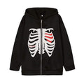 Women's Zip Up Skeleton Letter Hoodie Sweatshirt by DailySale