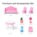 Wooden Dollhouse with Furniture, Doll House Playset for Kids by DailySale